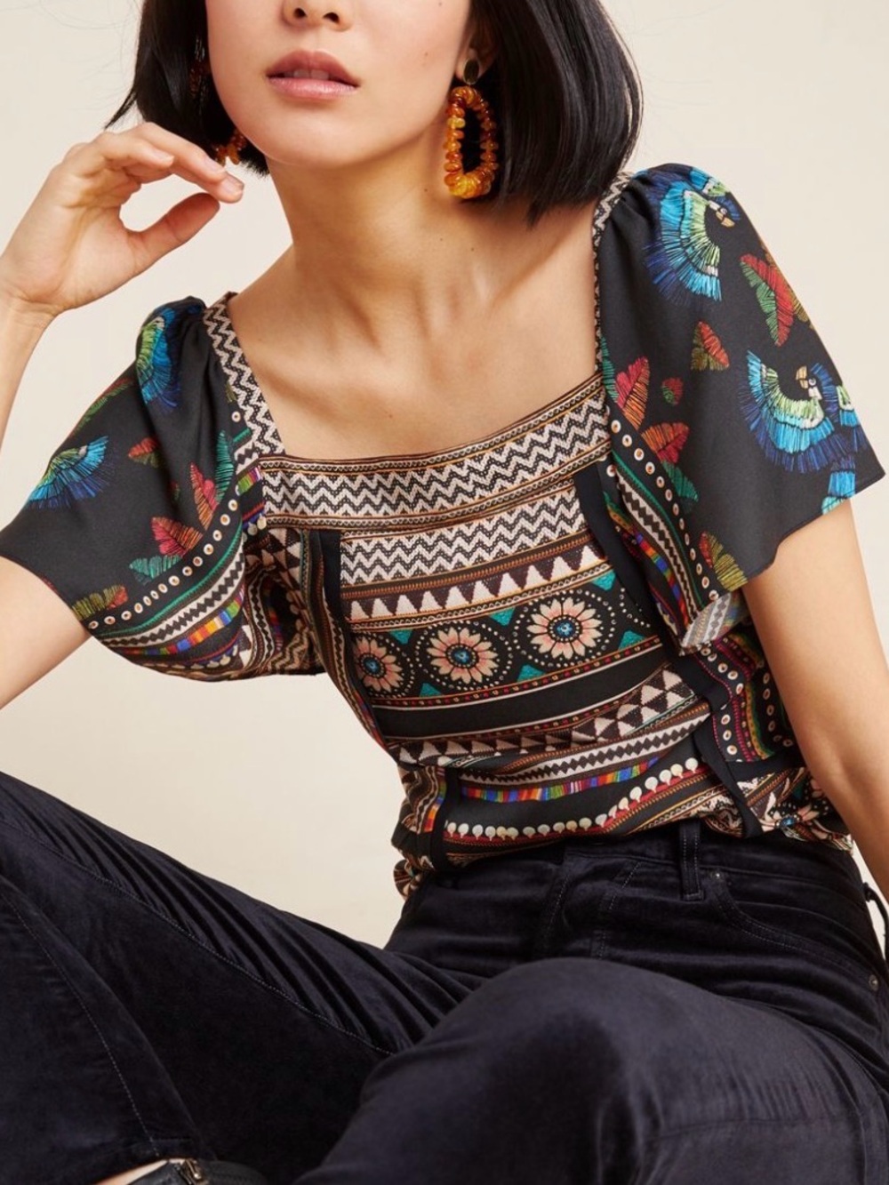 NWT Farm Rio Flutter Sleeve Blouse, XS